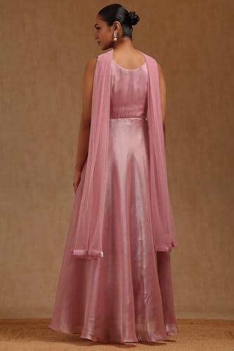 Soch Women's Organza Floor Length Gown (OWA5CD22582_Pink