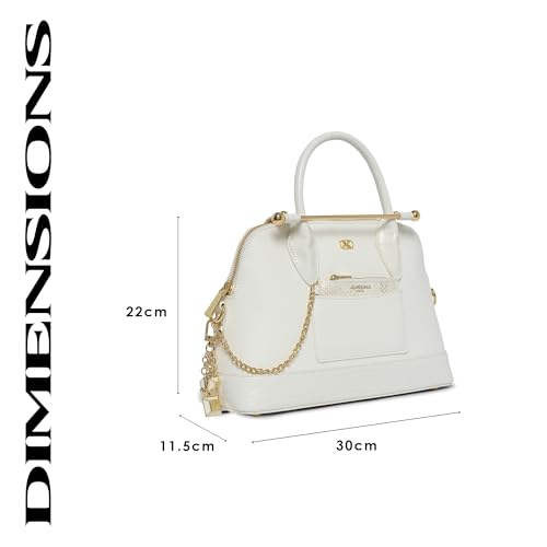 Akiki London Women's Salisbury 30 Small Handbag|comes with Pouch and Dangler|Statement Metal Details|Metal Handle|Office Handbag for Women