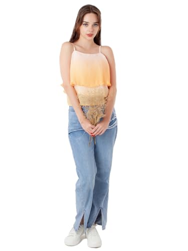 Zink London Women's Yellow Printed Straight Top