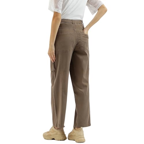 United Colors of Benetton Solid Straight Fit Cargo Pants (Size: 30)-25P4DRKAH04GG901 Brown