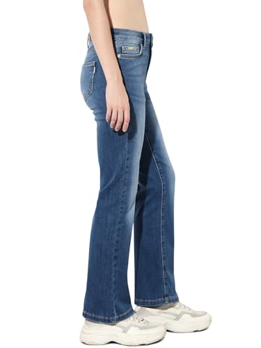 ONLY Women's Solid Flared Mid-Rise Blue Jeans