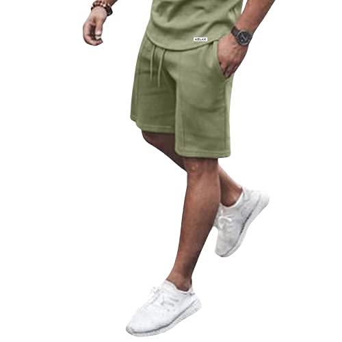 Azlax Men's Smart Fit Cotton Shorts with Pockets | Loungewear Shorts | Outdoor Shorts Olive Green