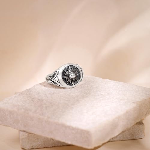 GIVA 925 Oxidised Silver Solace Sun Ring for Him, Fixed Size, Indian -22 | Gifts for Men and Boys | With Certificate of Authenticity and 925 Stamp | 6 Months Warranty