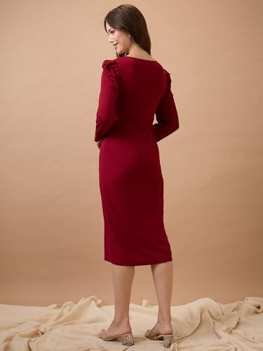 Globus Women Dress (GS575005_Maroon_XL)