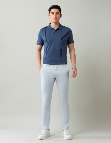 Arrow Sports Men's Mid Rise Slim Fit Trouser Light Blue