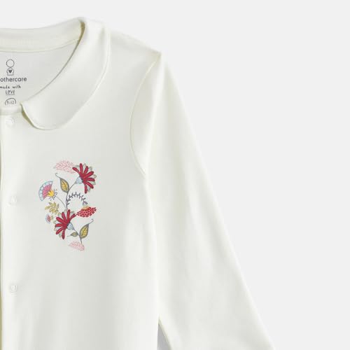 Mothercare Baby-Girls Printed Full Sleeves Sleepsuit - Off-White