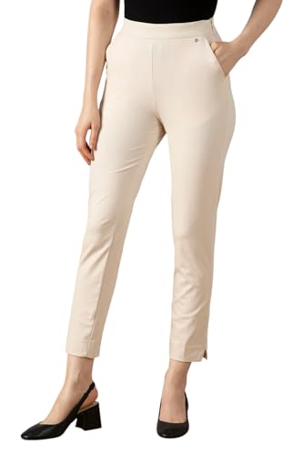 Van Heusen Women Beige Solid Formal Regular Fit Trousers