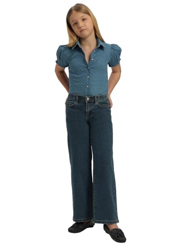 VERO MODA Girl Mid Rise Wide Leg Dark Blue Jeans