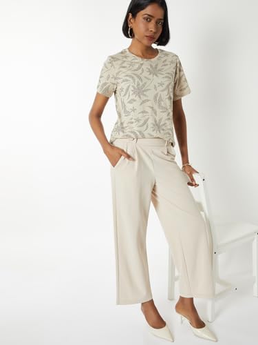 Max Women Printed T-Shirt (Beige_XXL)
