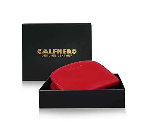 Calfnero Women’s Genuine Leather Coin Purse Wallet | Compact Kiss Lock Coin Pouch with Snap Closure, Mini Change Purse for Coins, Cash & Small Essentials