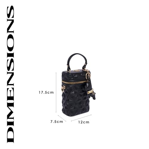 Akiki London Women's Charlton 12 Small Sling Bag|Modern 3D texture|Convertible Strap|comes with Dog Charm and Metal Strap|Fashional Crossbody Sling Bag for Women