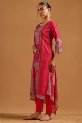 Soch Womens Fuchsia Cotton Digital Printed Ethnic Motifs Salwar Suit
