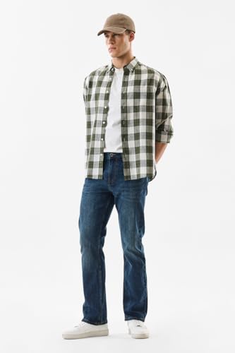 SNITCH Men Blue Casual Jeans | Straight Fit Relaxed Style with Mid Rise & Washed Pattern | Premium Cotton Blend Fabric with Medium Stretch for Everyday Comfort