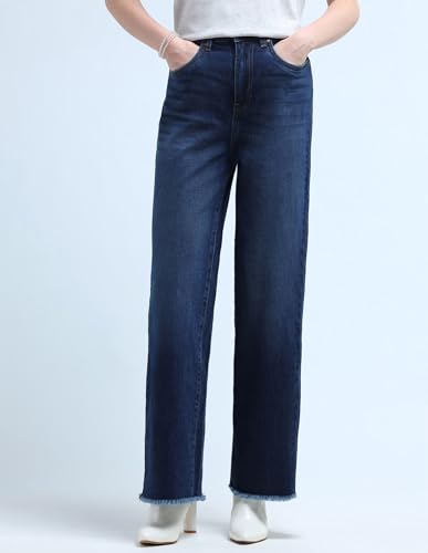 U.S. POLO ASSN. High Rise Wide Leg Jeans (UWAW24JEN159_Blue_32)