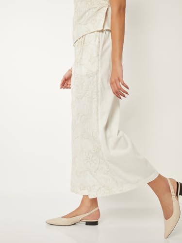 Max Women Embroidered Palazzos (White_M)