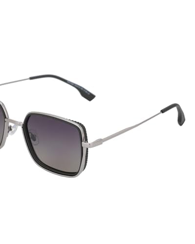 Carlton London Premium Silver with Black Toned & Polarised Lens Square Sunglass for men