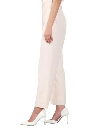 VERO MODA Women's Straight Fit High-Rise Pink Pants