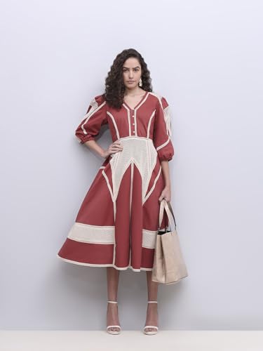 VERO MODA Womens Midi Dress Rust