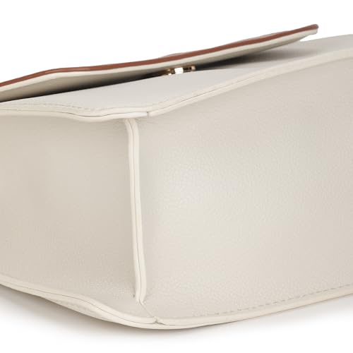 Fastrack white EdgePlay Satchel | Faux-Leather Women's Handbags | Structured Satchel with Flap + Zipper Closure, Detachable Strap & Top Handle | Gold Hardware | Everyday Carry