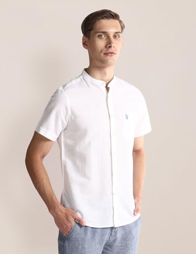 U.S. POLO ASSN. Men's Solid Regular Fit Shirt (USSHT2195H_White