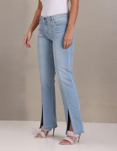 U.S. POLO ASSN. Women's High Rise Straight Jeans (UWAW22JN037_Blue_28)