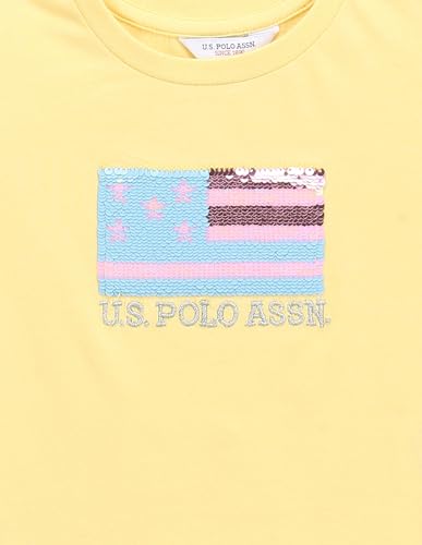 U.S. POLO ASSN. Girls Flip Sequin T-Shirt Light Yellow