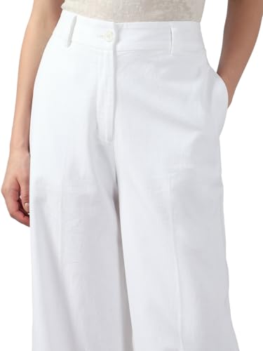 VERO MODA Women's Straight Fit High Rise White Pants