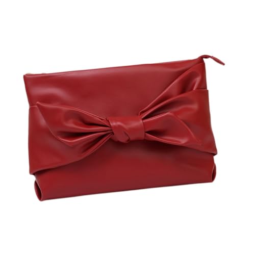 LOOM TREE® Bow Clutch Bag Decoration Pu Leather Evening Handbag For Wedding Lady Dating Red | Womens Handbags & Bags