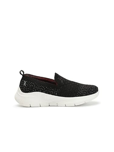 Carlton London Women Black Comfortable Slip On Snakeer with Heels, for for Casual, Walking & Daily Use (40)