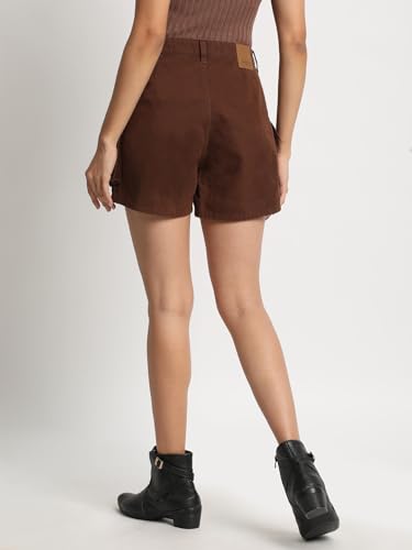 BENE KLEED Shorts for Women|Women Chocolate Brown High Rise Solid Cargo Shorts | 100% Cotton Trendy and Comfortable