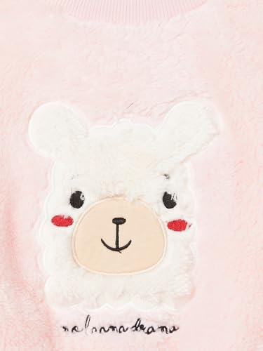 Max Girls Applique Fuzzy Sweatshirt (Pink_3-4 Y)