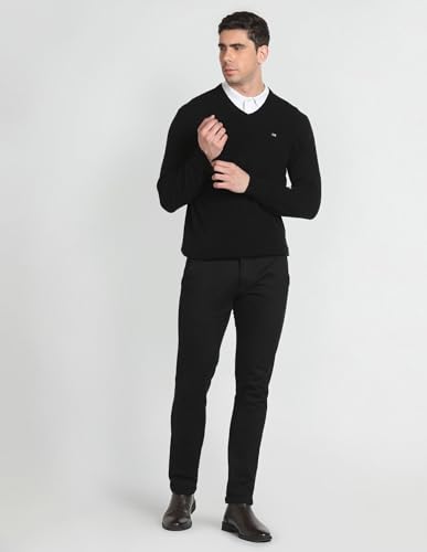 V-Neck Solid Sweater Black