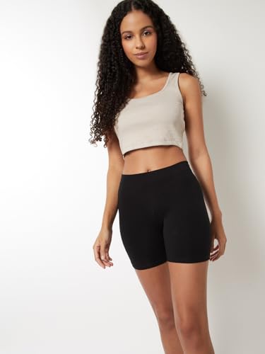 Max Women Solid Cycling Shorts (Black_XXL)