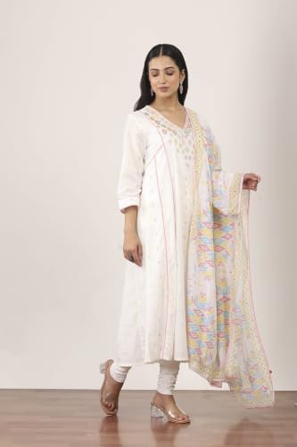 Rangriti Cotton Printed Kalidar Festive Kurta With Pant And Dupatta