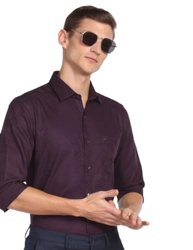 Arrow Men's Plain/Solid Slim Fit Shirt (ARAFSH0714_Plum