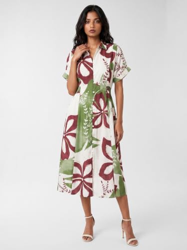 Max Women Printed Midi Dress (Green_XS)