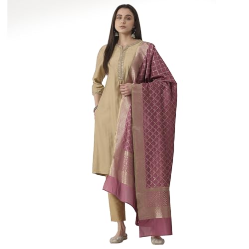 BIBA Women Onion Pink Art Silk Dupatta_FREE SIZE