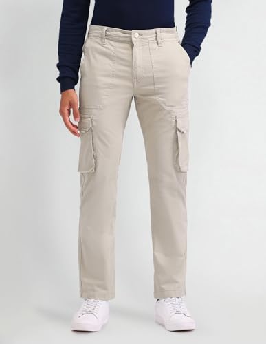 U.S. POLO ASSN. Mens Straight Fit Overdyed Cargos (UDTROO001_Stone_30)