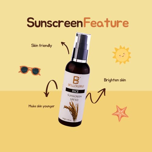Bellokaira Rice Mineral Sunscreen SPF 50++++ Ultimate Protection for Your Skin | Water & Sweat Resistant, UVA/UVB | Nourishing Niacinamide Formula for Sun-Damaged Skin | Lightweight & Non-Sticky |