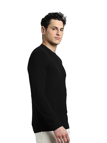 Jack & Jones Men's Cotton Slim Fit Crew Neck Sweater (12236210_Black_XL)