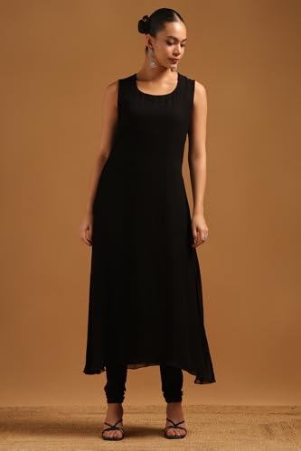 Soch Womens Black Georgette Salwar Suit With Beads
