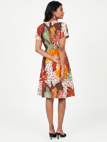 Max Women Printed Twisted Dress (Multicolour_L)