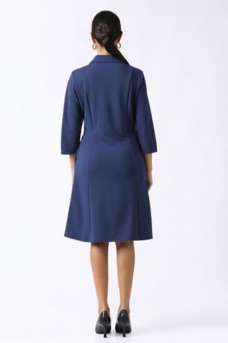 Women Blue Solid Knee Length Party Dress