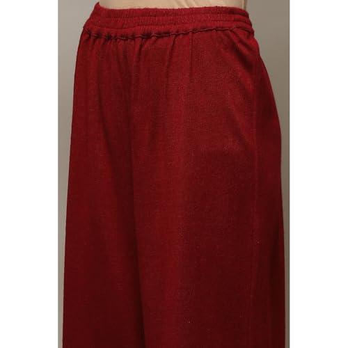 Rangriti Women's Regular Pants (RMMWINTERW18264AW22MRN_Red