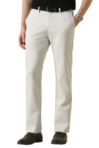 Men White Solid Casual Trousers