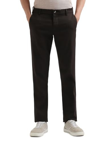 Arrow Sport Men's Slim Fit Dobby Trousers (ASAKTR2588_Brown_32)