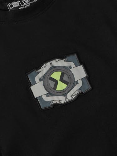 The Souled Store Ben 10: Tennyson Men and Boys Short Sleeves Round Neck Black Graphic Printed Lightweight Drop Shoulder Streetwear Trendy Oversized T-Shirt