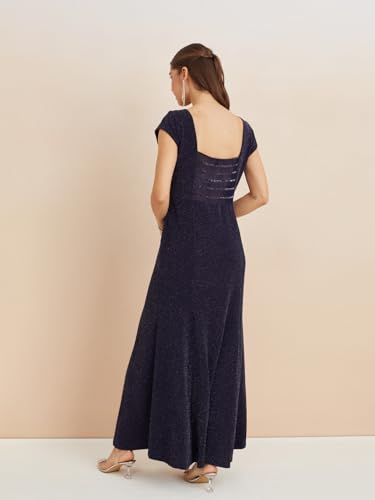 Latin Quarters Women's Blue Sweatheart Neck Cap Sleeves Solid Party Bodycon Dress_M