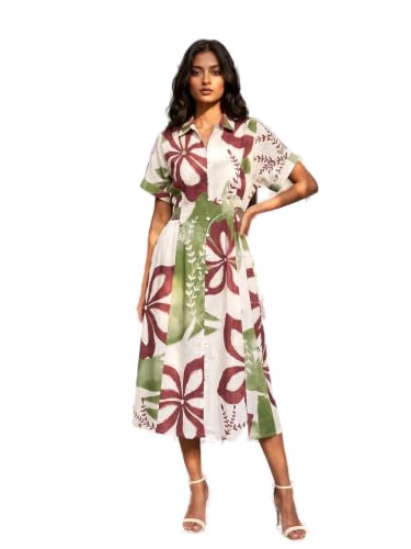 Max Women Printed Midi Dress (Green_XS)
