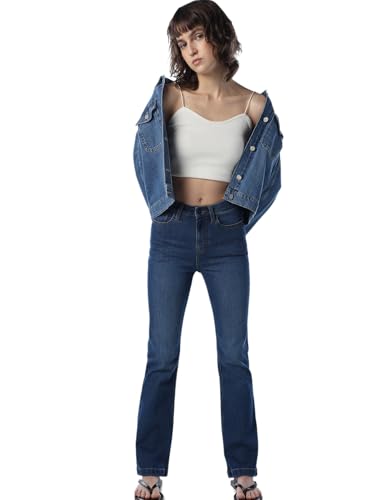 ONLY Women Solid Flared Fit High-Rise Blue Jeans